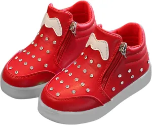 111years Children Kid Baby Girls Butterfly rystal Luminous Sport Run Shoes Led Light Luminous Outdoor Sport Shoes