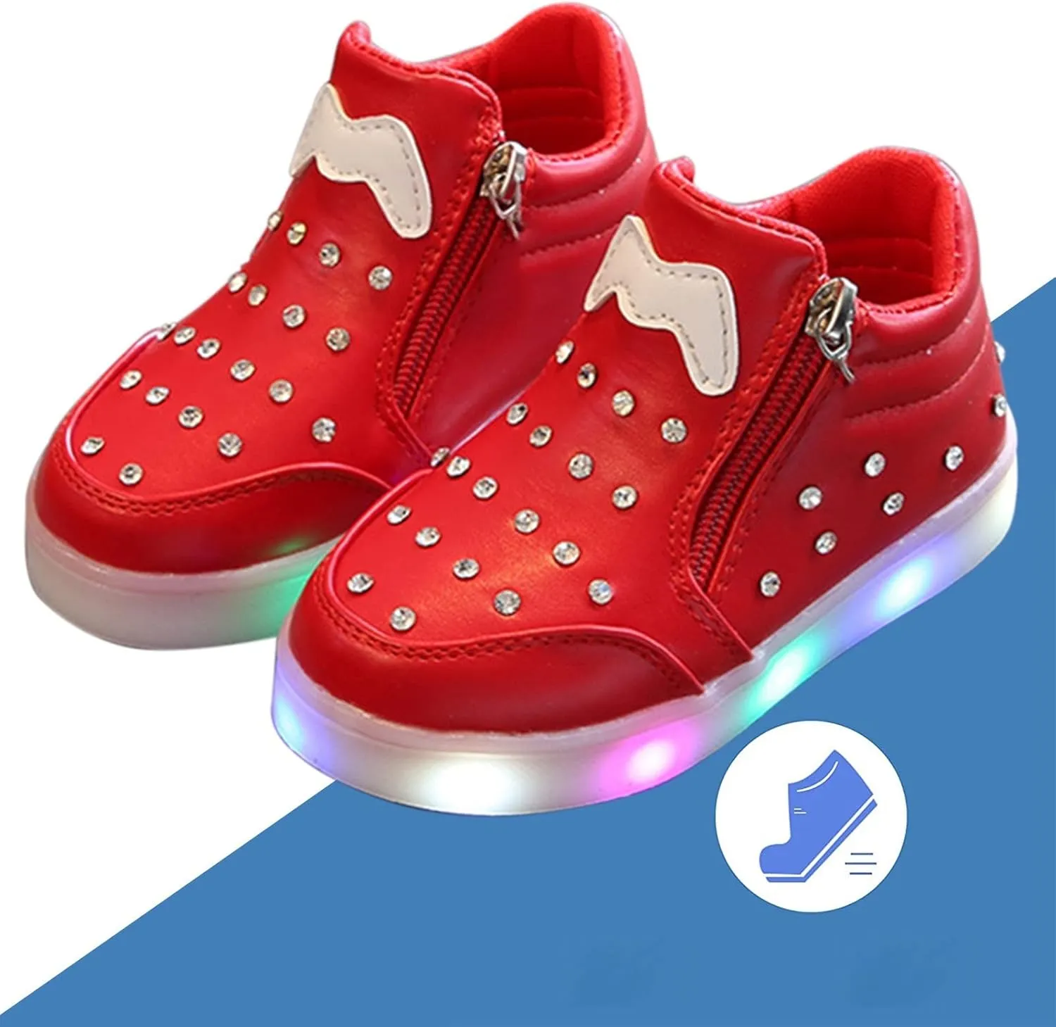 111years Children Kid Baby Girls Butterfly rystal Luminous Sport Run Shoes Led Light Luminous Outdoor Sport Shoes