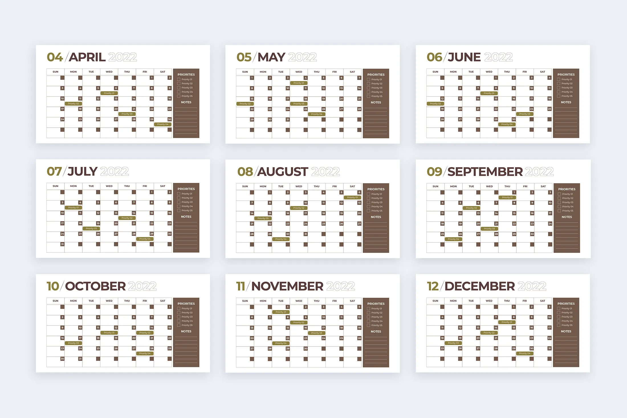 2022 Calendar Google Slides Infographic Template