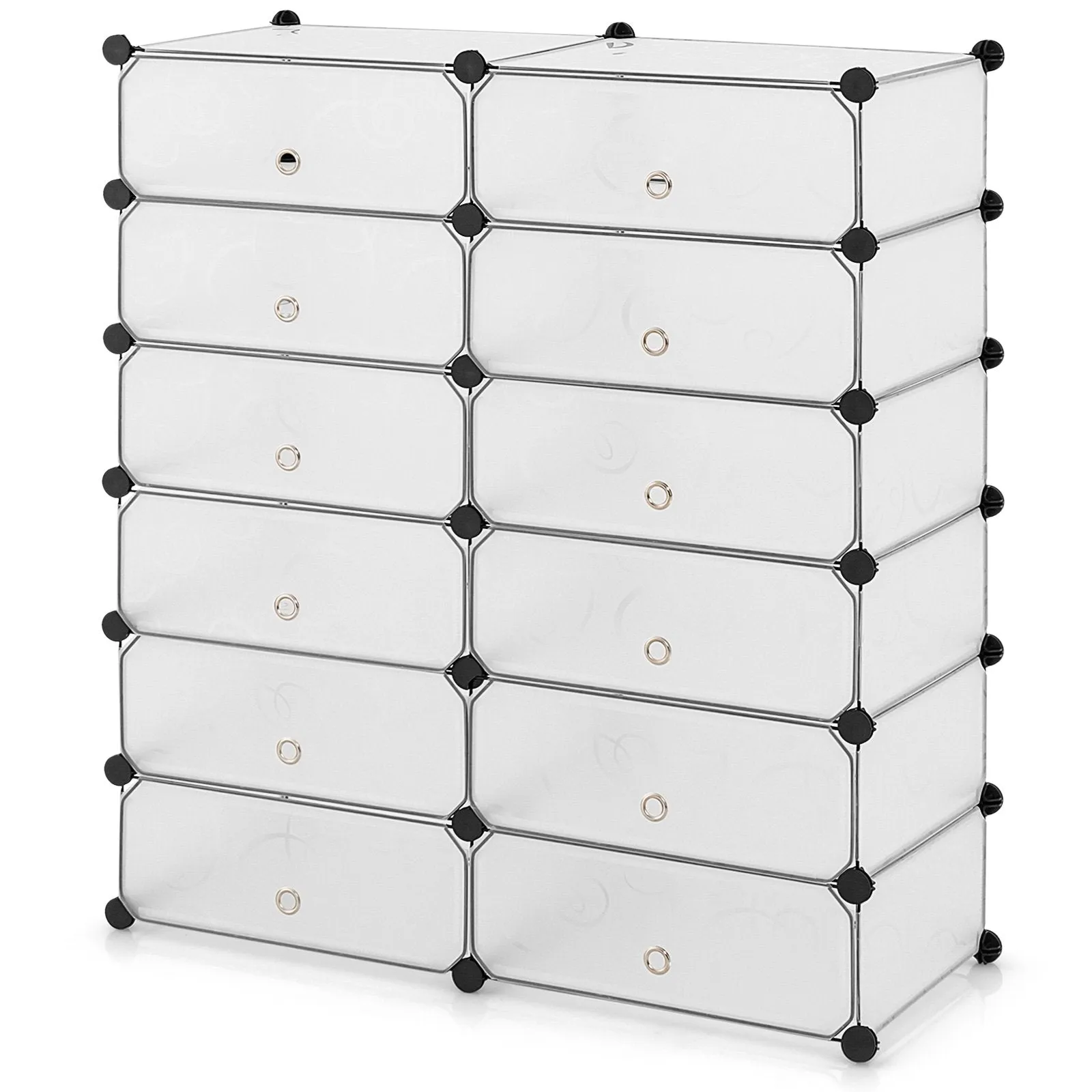 24 Pairs Shoe Rack Organizer with 12-Cube DIY Modular-White