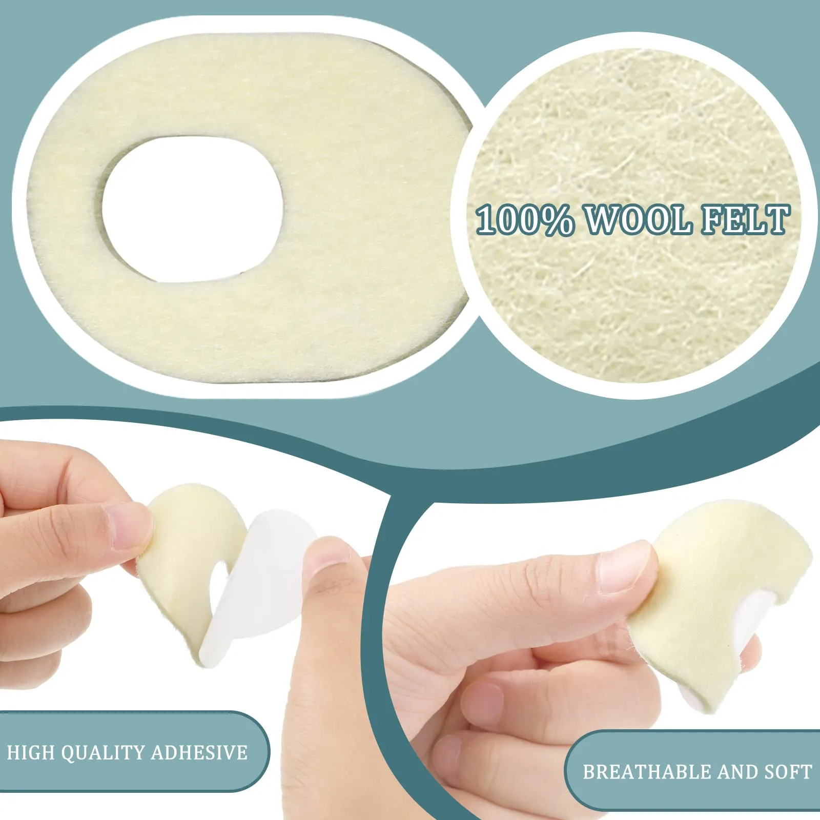 72 Pieces Felt Callus Cushions Oval Shaped Adhesive Callous Pads for Foot, Soft Breathable Foot Pads for Calluses, Corn Cushions for Bottom of Feet Pain Relief Men and Women Foot Care,1.7 x 2.2 Inches