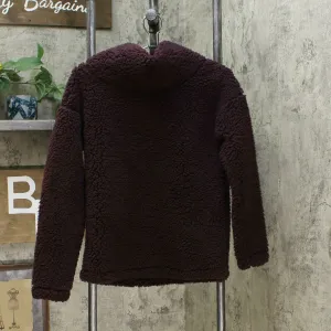 A New Day Women's Sherpa Pullover Cowl Neck Sweater Burgundy XS