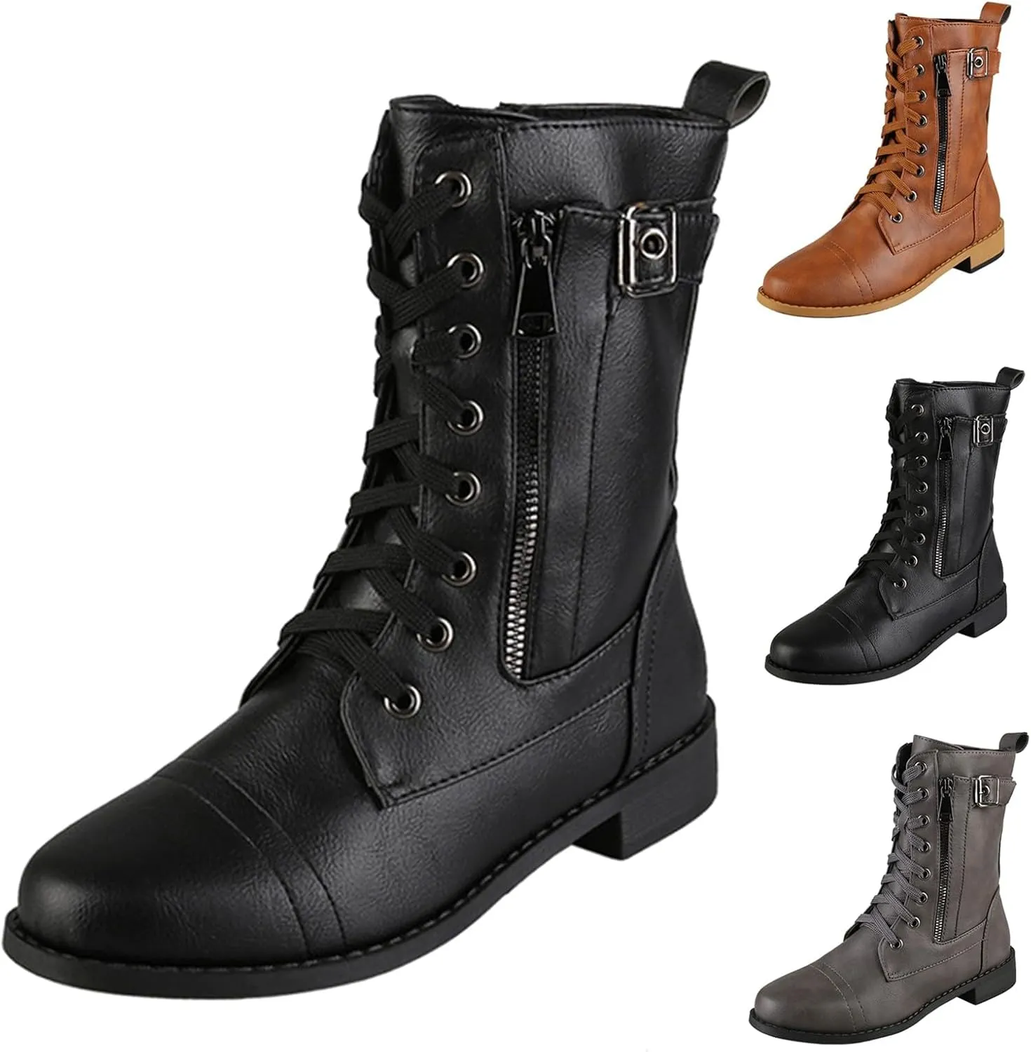 Ankle Boots for Women Fall Booties for Women 2024 Women's Flat Ankle Boots Womens Bootie with Heel Keep Warm Flat Bottom Closed Toe Wide Fit Available