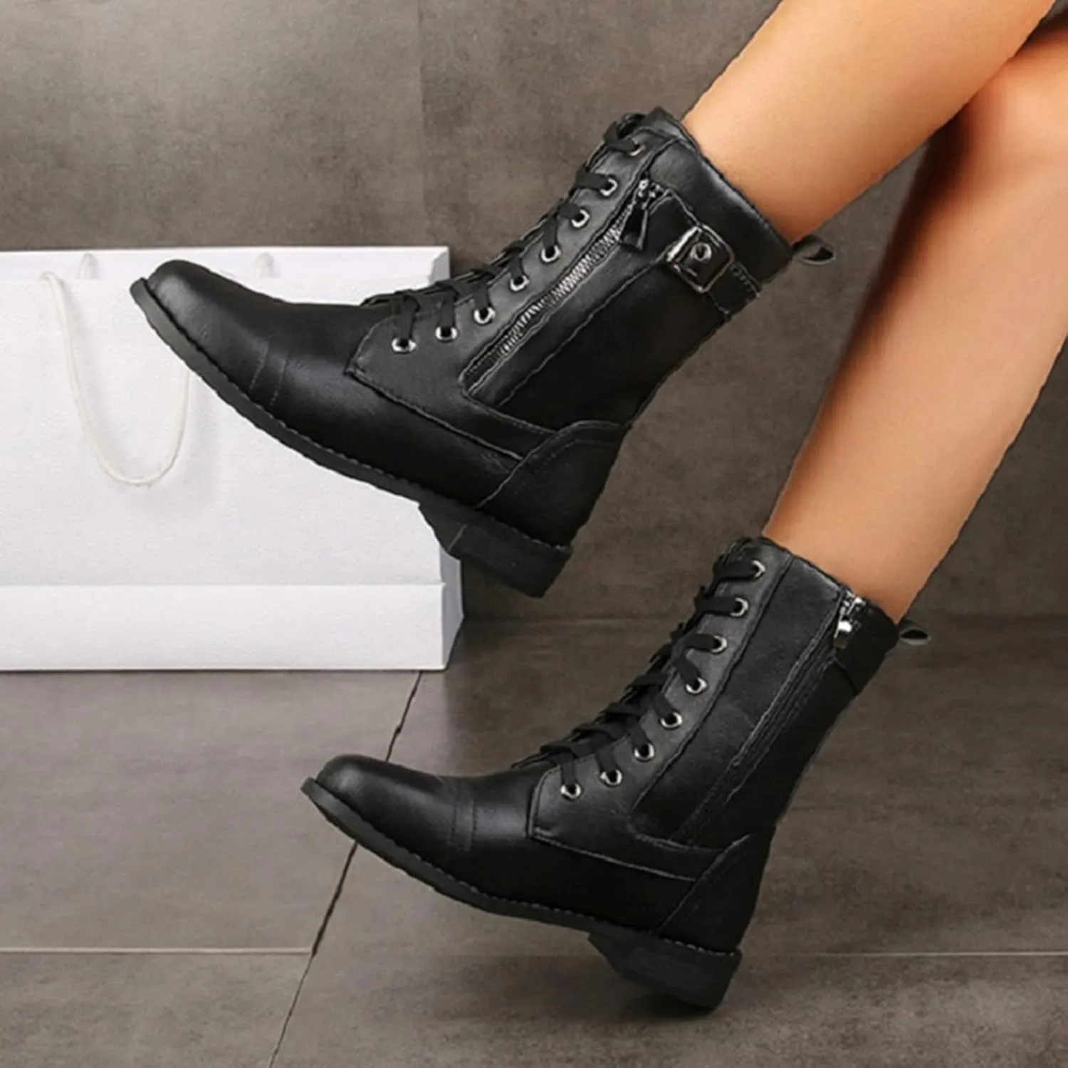 Ankle Boots for Women Fall Booties for Women 2024 Women's Flat Ankle Boots Womens Bootie with Heel Keep Warm Flat Bottom Closed Toe Wide Fit Available
