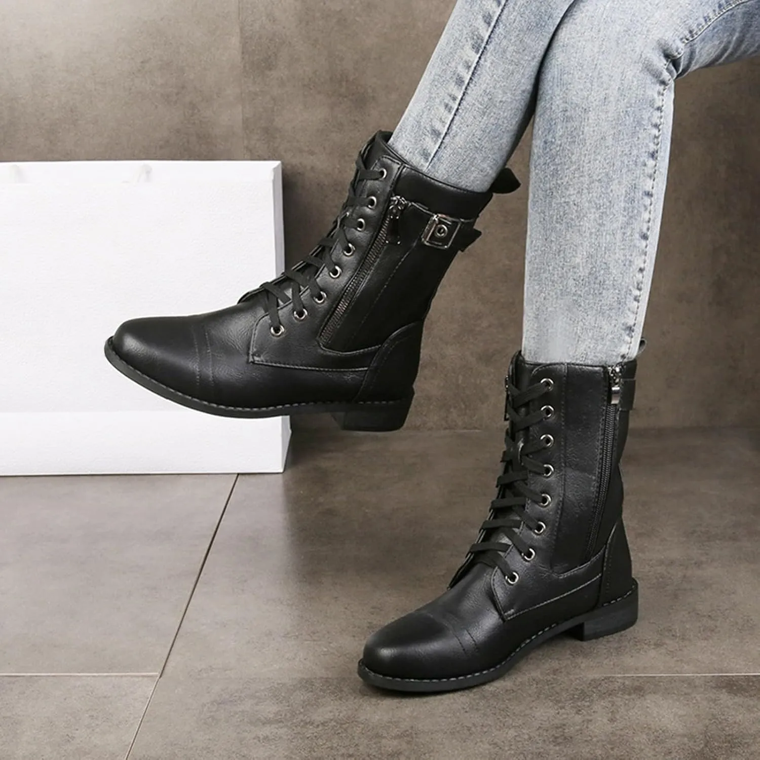 Ankle Boots for Women Fall Booties for Women 2024 Women's Flat Ankle Boots Womens Bootie with Heel Keep Warm Flat Bottom Closed Toe Wide Fit Available