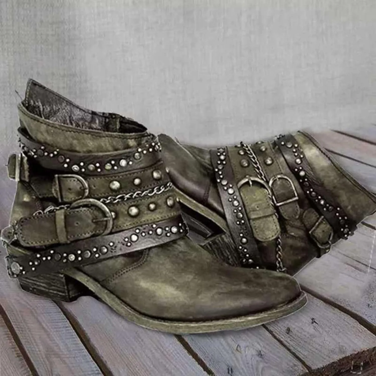 Ankle Boots for Women Womens Wedge Booties Short Boots for Women Ankle Bootie for Women with Heel Lightweight Cute Round Toe Square Toe Slip On Side Zipper