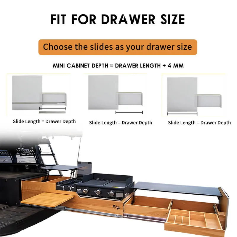 AOLISHENG 500lbs Side Mount Full Extension RV drawer slides Heavy duty rails 1 Pair - A2576