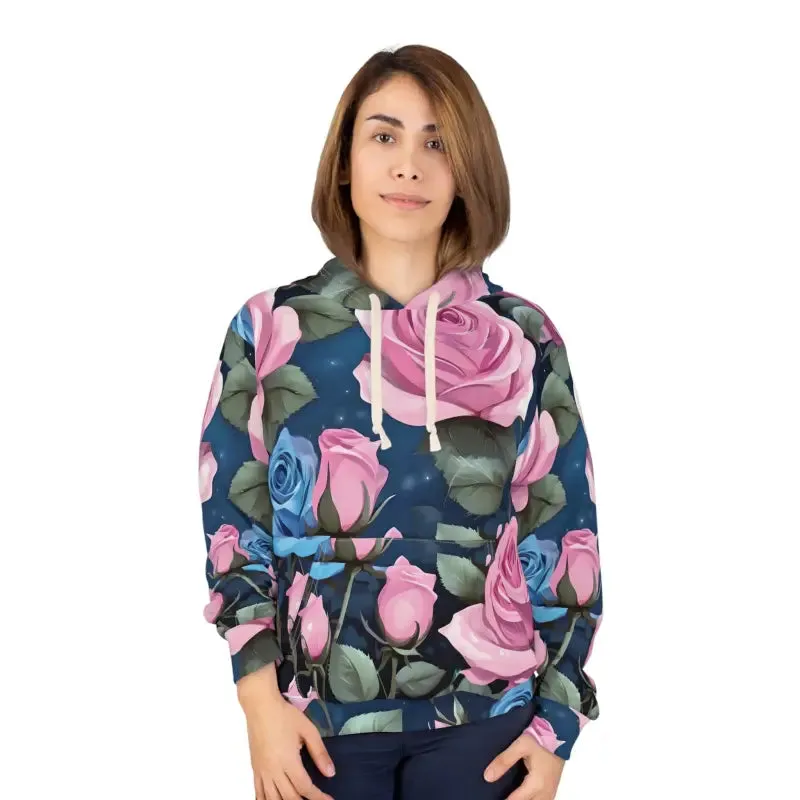 Aop Unisex Pullover Hoodie Pink Roses