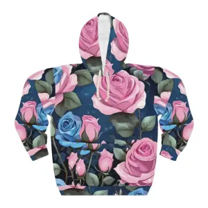 Aop Unisex Pullover Hoodie Pink Roses