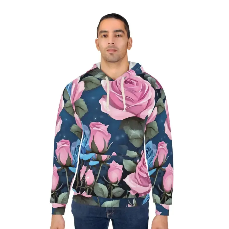 Aop Unisex Pullover Hoodie Pink Roses