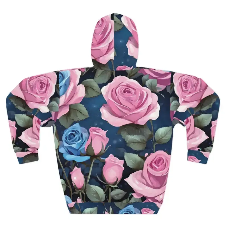 Aop Unisex Pullover Hoodie Pink Roses