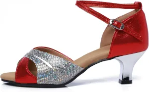 AOQUNFS Women Latin Dance Shoes Sequin Ballroom Salsa Practice Performance Dancing Shoes,012