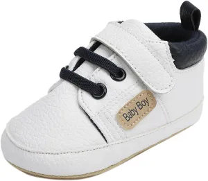 Baby Boys Girls Lace-Up Leather Sneakers Soft Sole Anti-Slip Infant First Walking Toddler Wedding Uniform Shoes