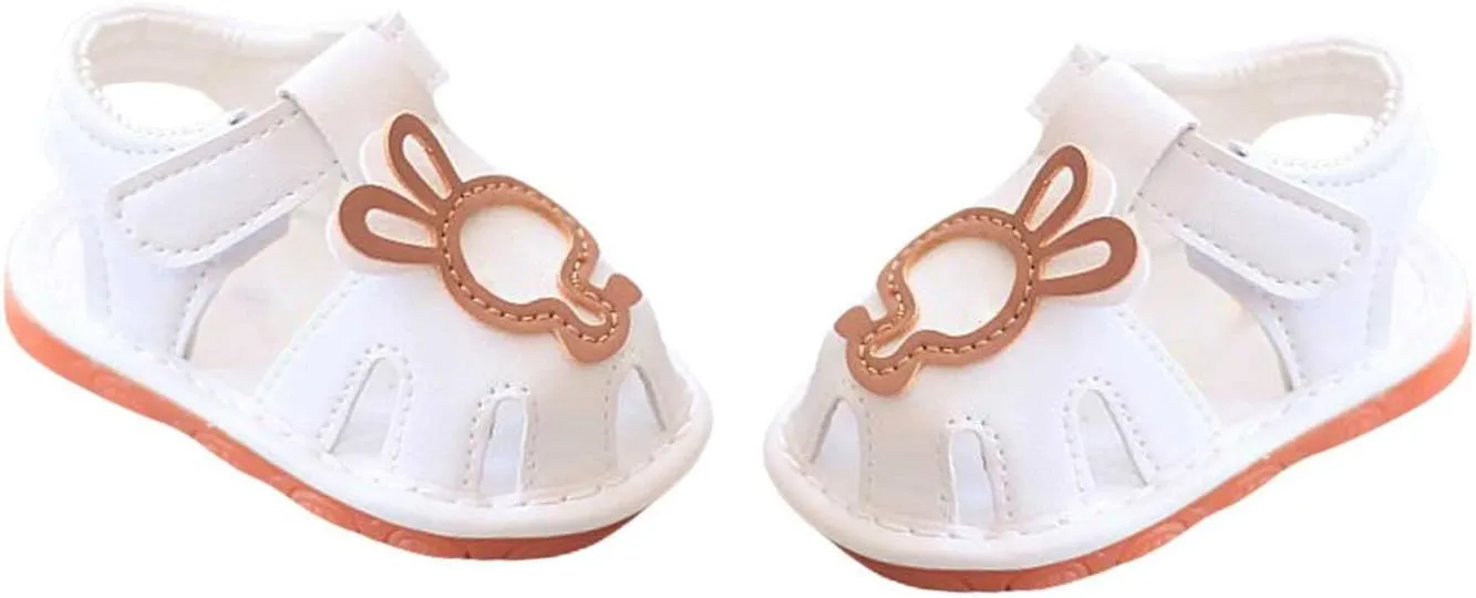 Baby Cute Bunny Walking Shoes Non Slip Closed Toe Newborn Girls Boys Flat Sandals Strap Soft Leather Summer