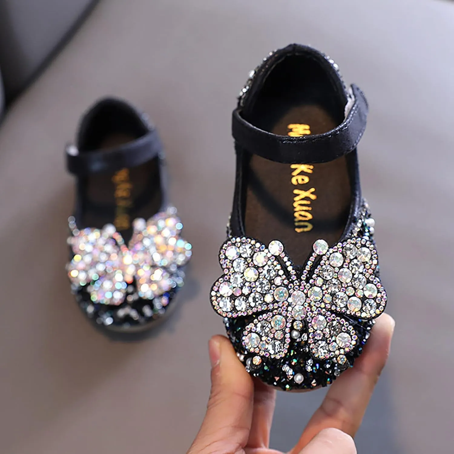 Baby Girl Bow Flower Girl Dress Shoes Rhinstones Mary Jane Ballet Flats Wedding Party Toddler Little Kid Sandals