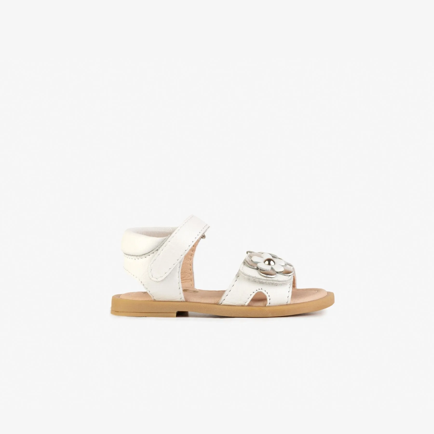Baby's Flowers White Leather Sandals