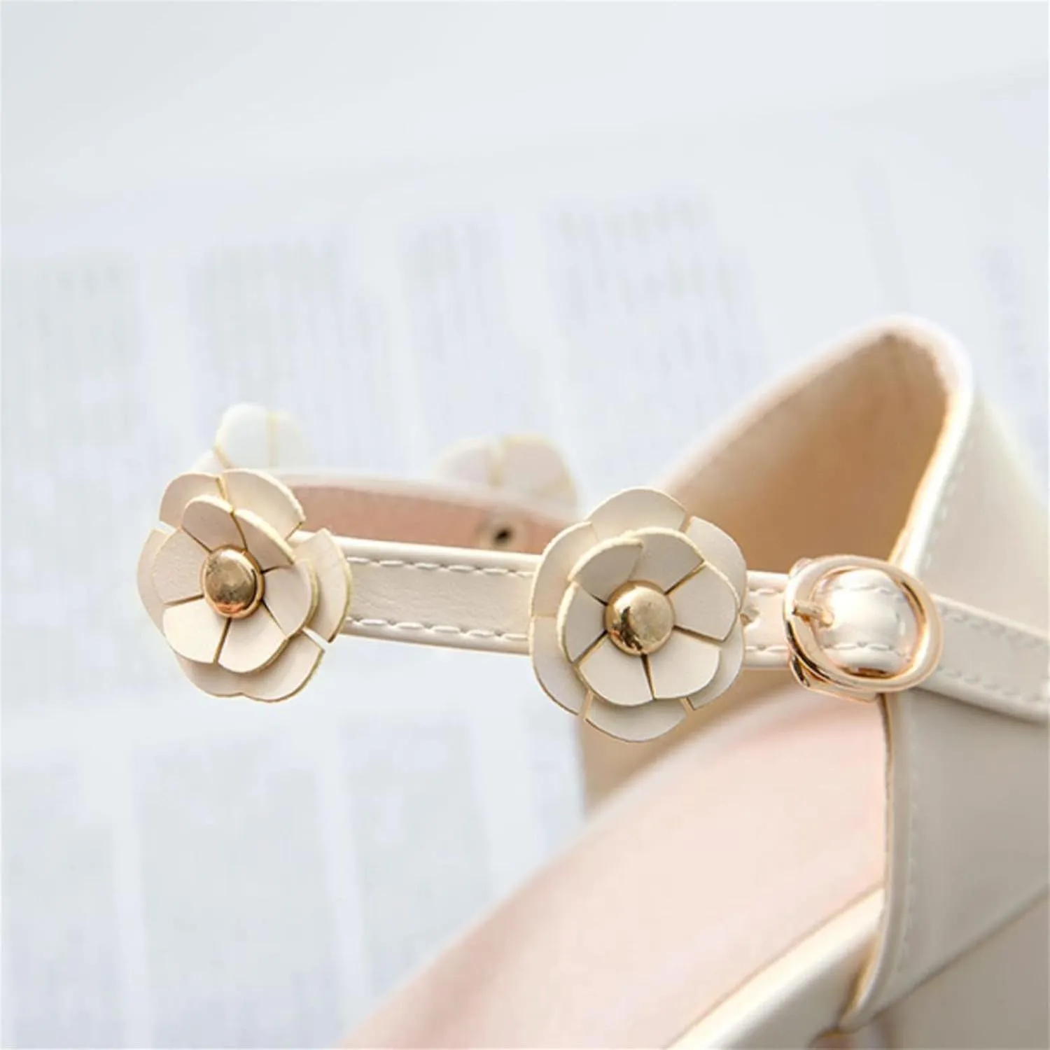 Big Kids Girls Mary Jane Dress Shoes Pumps Low Heels Flower High School Prom Shoes Walking Shoes for Babies