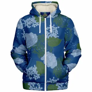 Blue Floral Microfleece Hoodie