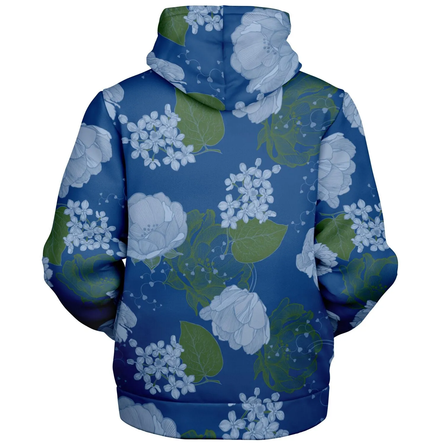 Blue Floral Microfleece Hoodie