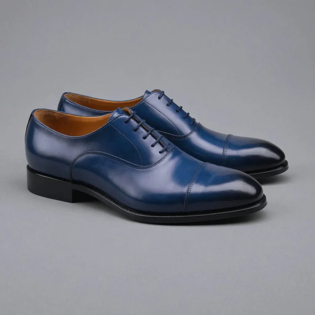 Blue Leather Woodford Balmoral Toe Cap Oxfords - Formal Shoes