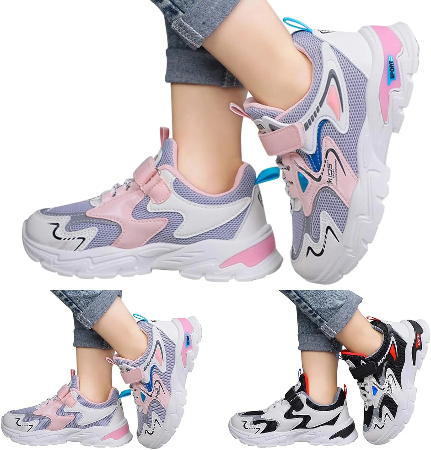 Boys Girls Sneakers, Kids Tennis Shoes for Walking/Running Lightweight Breathable Gym Shoes Outdoor Hiking Sports