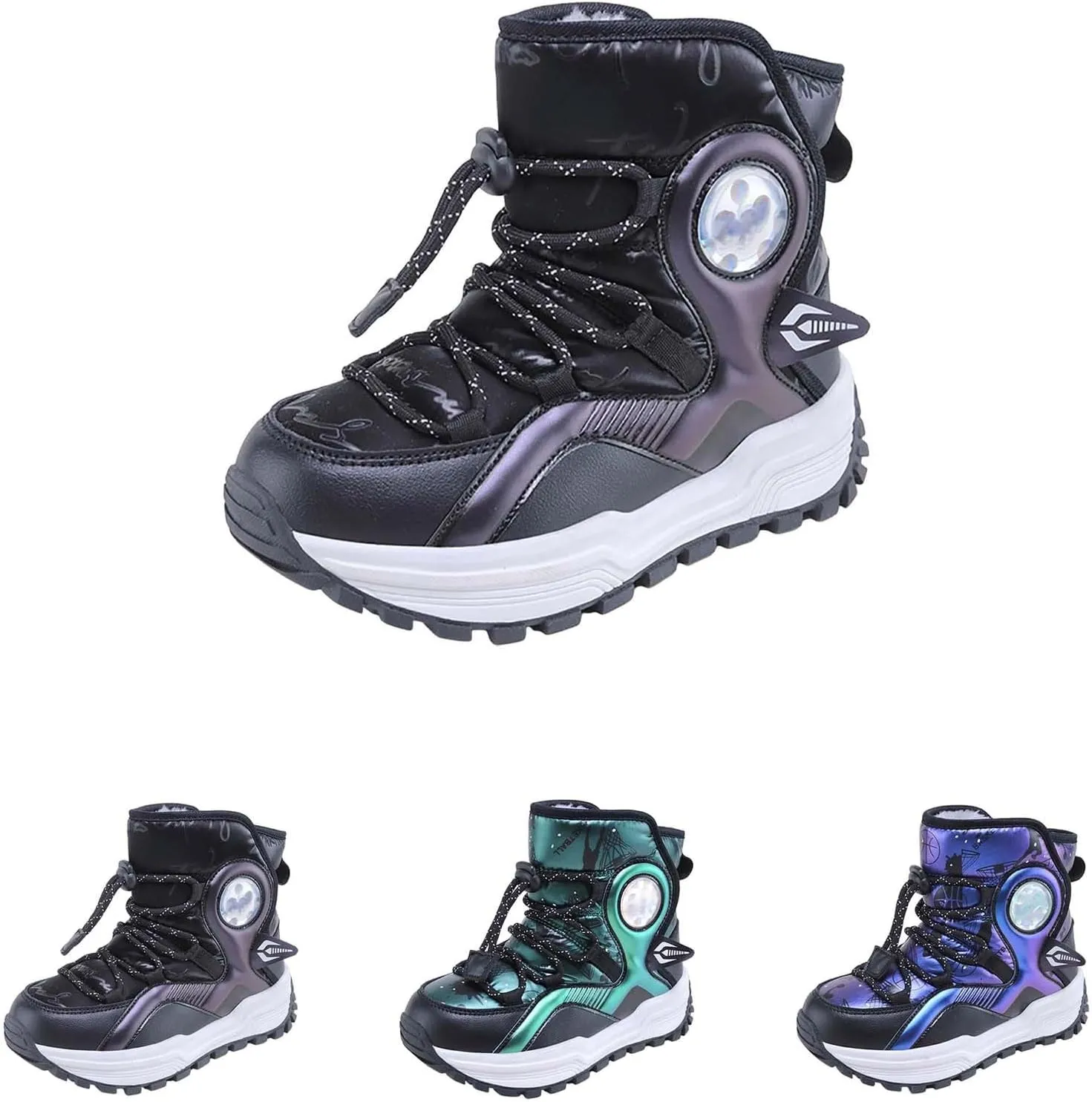 Boys Snow Boots Winter aterproof Slip esistant Thicken Bottom Cold Weather Warm Snow Shoes for Little/Big Kid