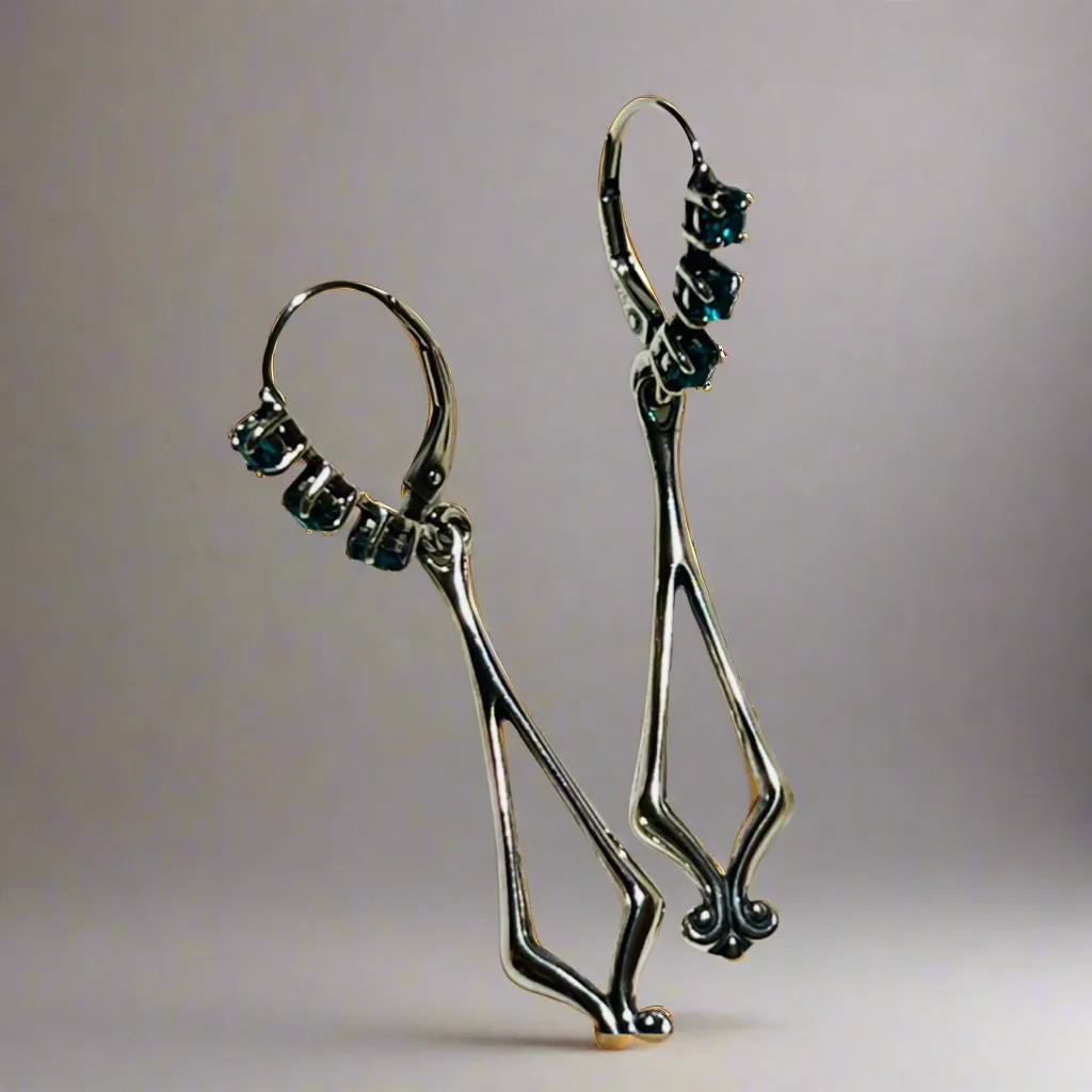 Carolyn Pollack Sterling Silver With Blue Swarovski Crystal Stone Dangle Drop Earrings