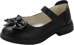Children Shunky Heel Flower Sandals Fashion Princess Shoes Performance Sandals Children Shoes Toddler Girl Dress Sandals (Black, 3 Big Kids)