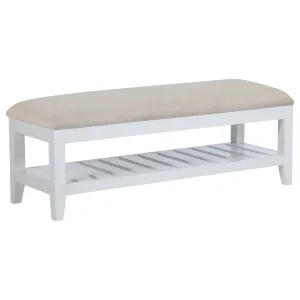 Coaster Furniture Bexhill 223476 Upholstered Rectangular Bench with Shelf - White