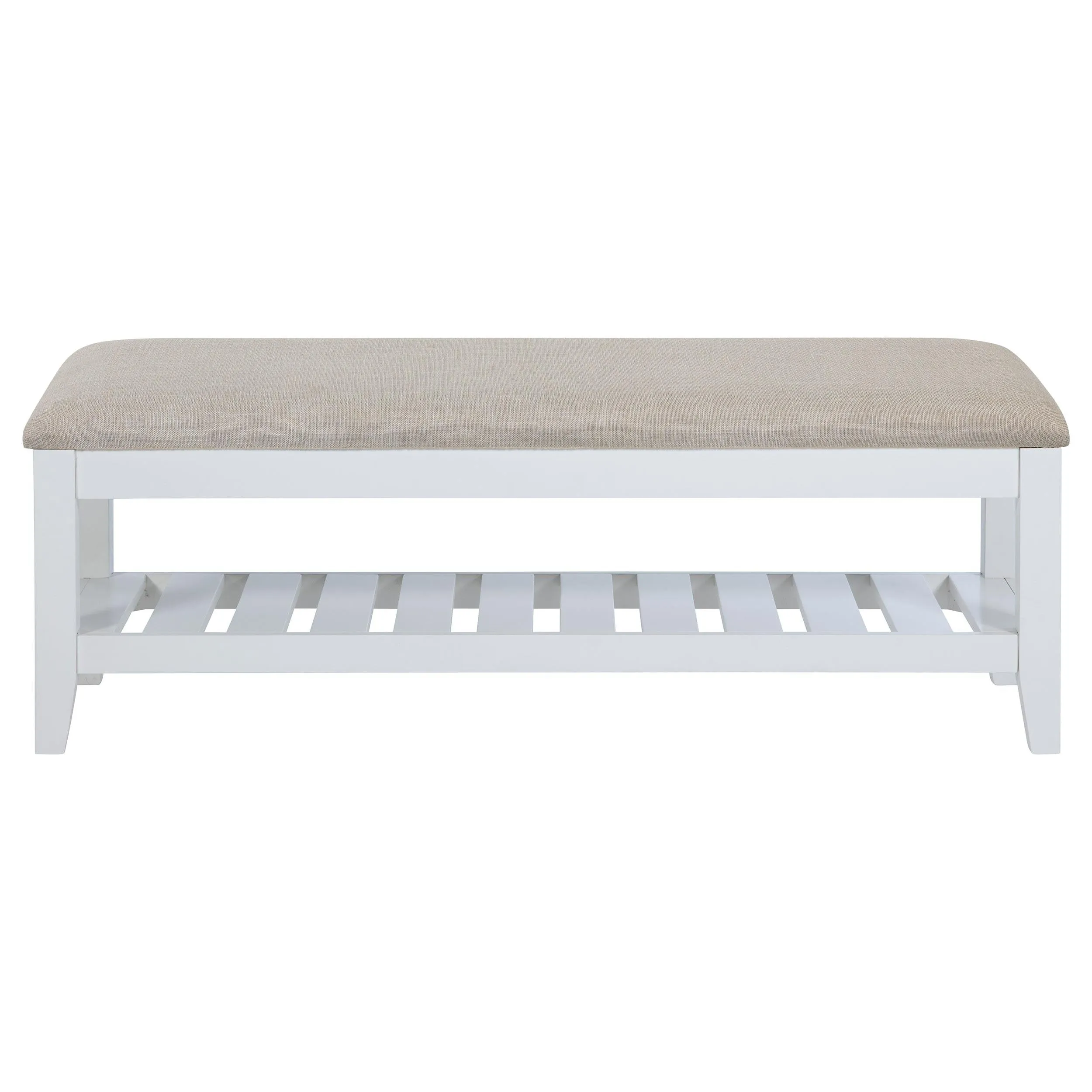Coaster Furniture Bexhill 223476 Upholstered Rectangular Bench with Shelf - White