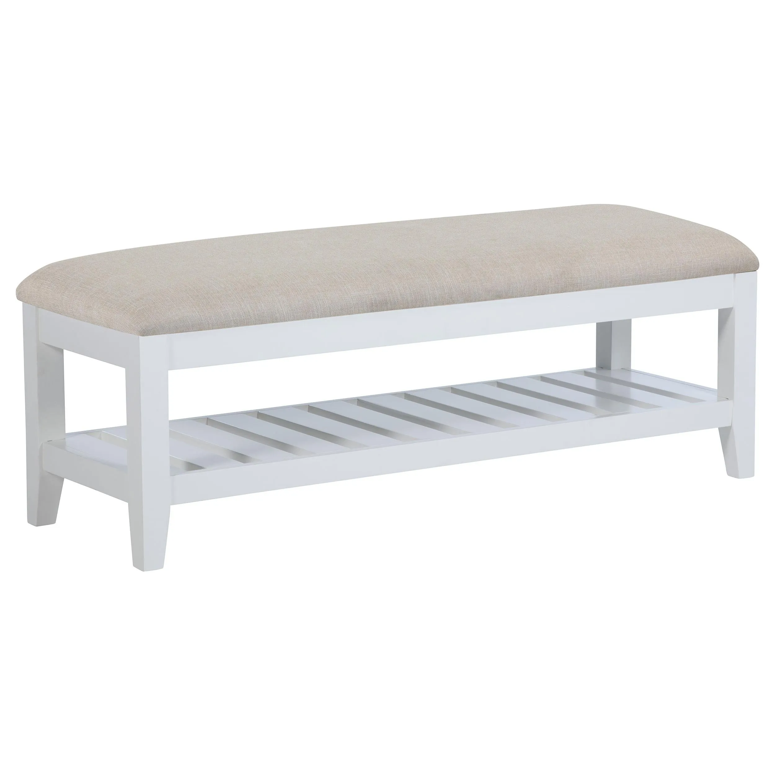 Coaster Furniture Bexhill 223476 Upholstered Rectangular Bench with Shelf - White