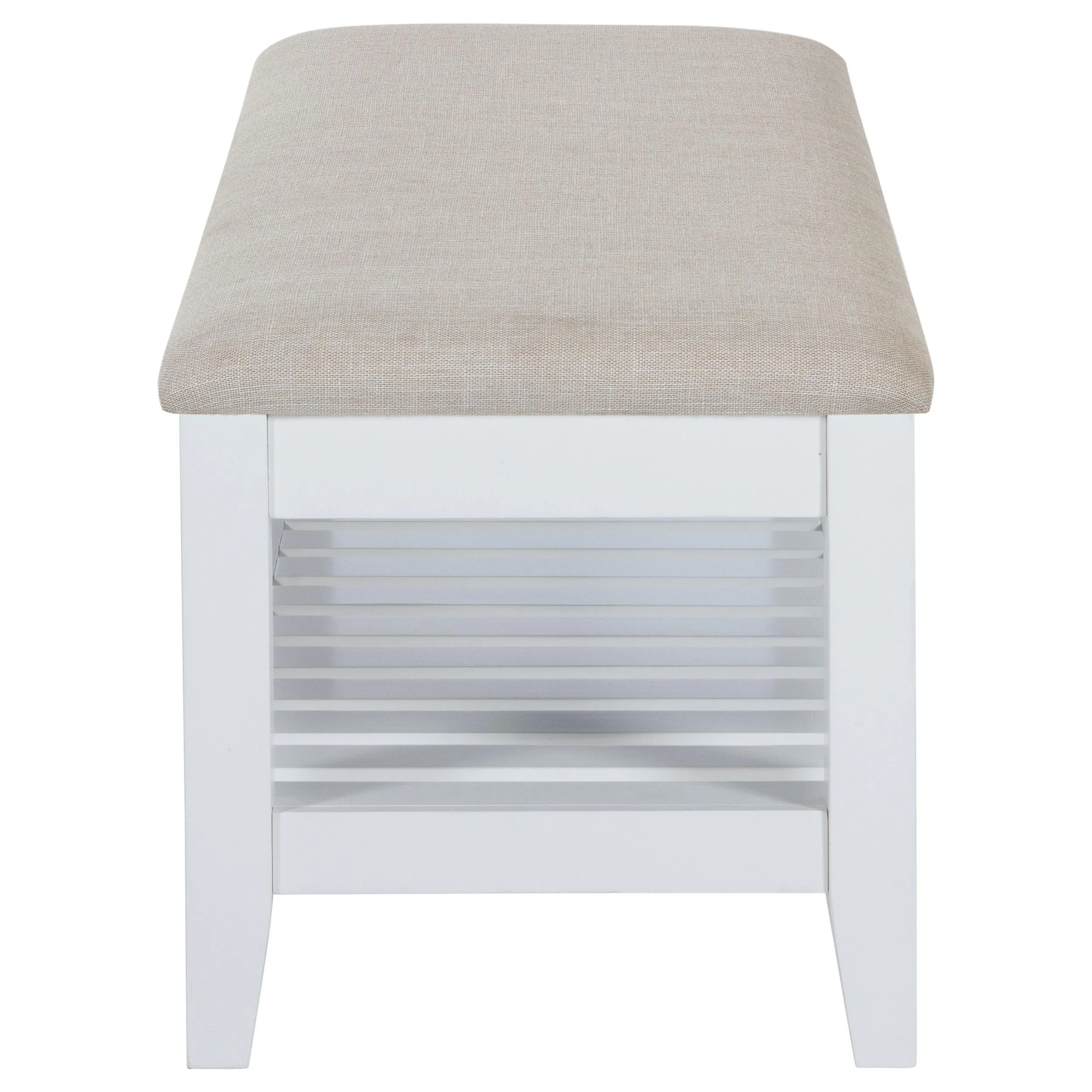 Coaster Furniture Bexhill 223476 Upholstered Rectangular Bench with Shelf - White