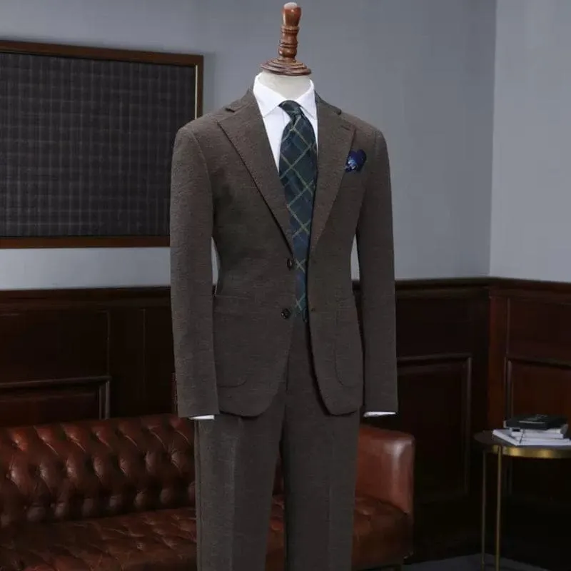 Coffee Notched Lapel Business Suits Two Pieces Wedding Suits