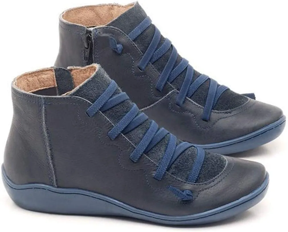 Combat Boots Womens Ankle Platform Booties for Women Work Boots for Men Flat Boot Laces Flat Heel Closed Toe Slip on Pointed Toe Chunky Stacked Heel