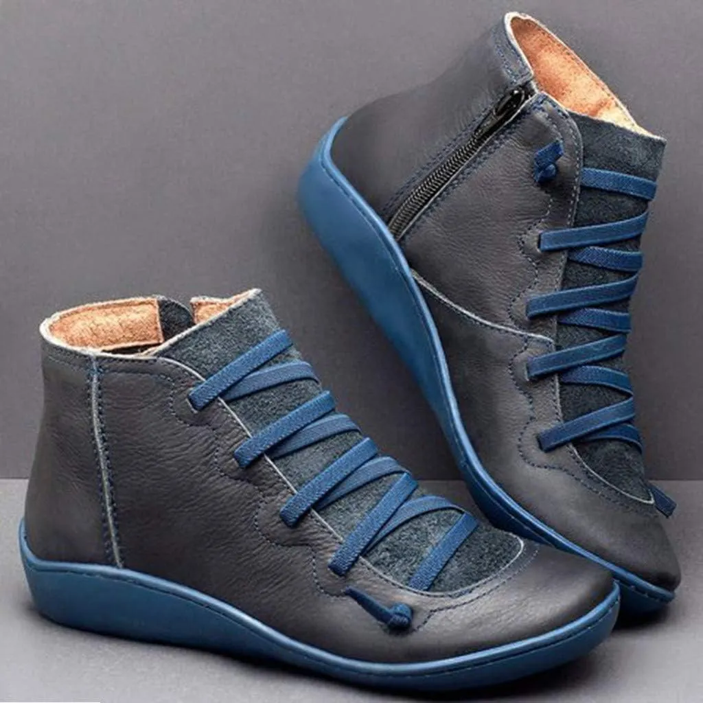 Combat Boots Womens Ankle Platform Booties for Women Work Boots for Men Flat Boot Laces Flat Heel Closed Toe Slip on Pointed Toe Chunky Stacked Heel