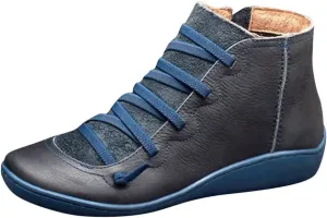 Combat Boots Womens Ankle Platform Booties for Women Work Boots for Men Flat Boot Laces Flat Heel Closed Toe Slip on Pointed Toe Chunky Stacked Heel