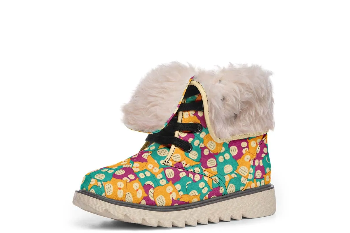 Cute Owl Pattern Polar Vibe Boots