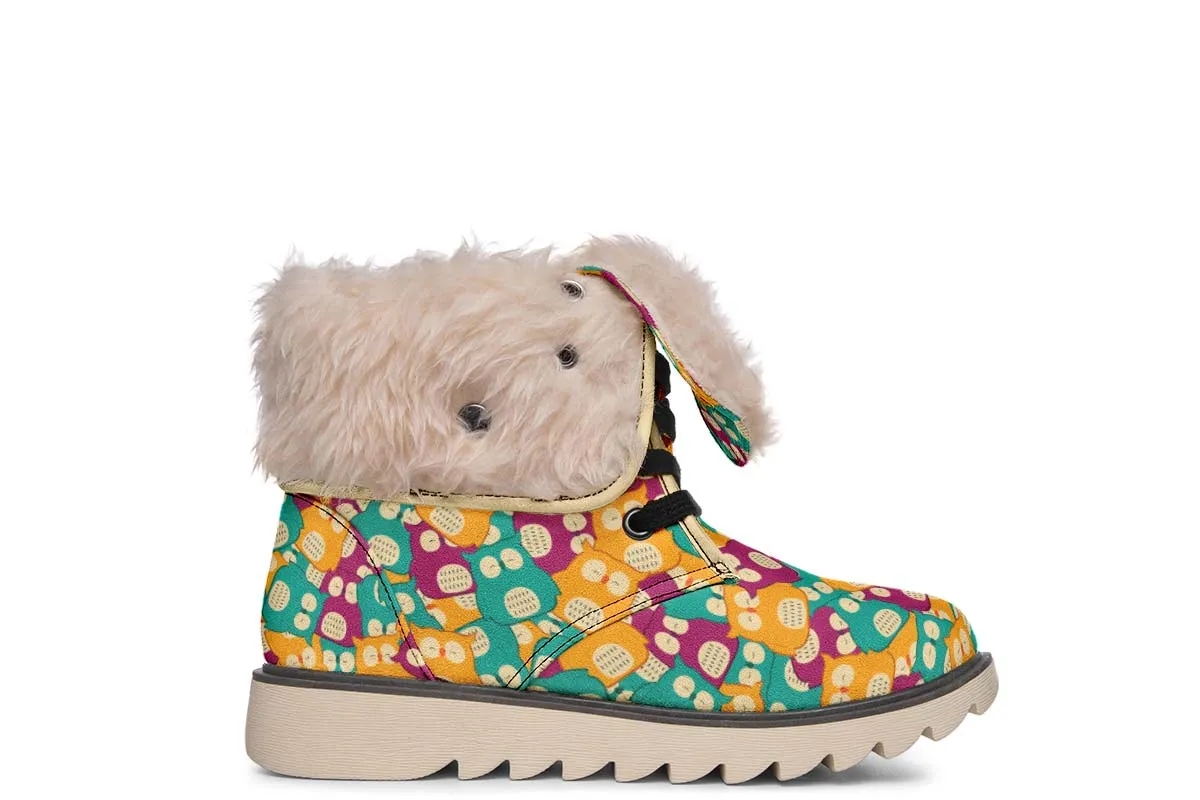 Cute Owl Pattern Polar Vibe Boots