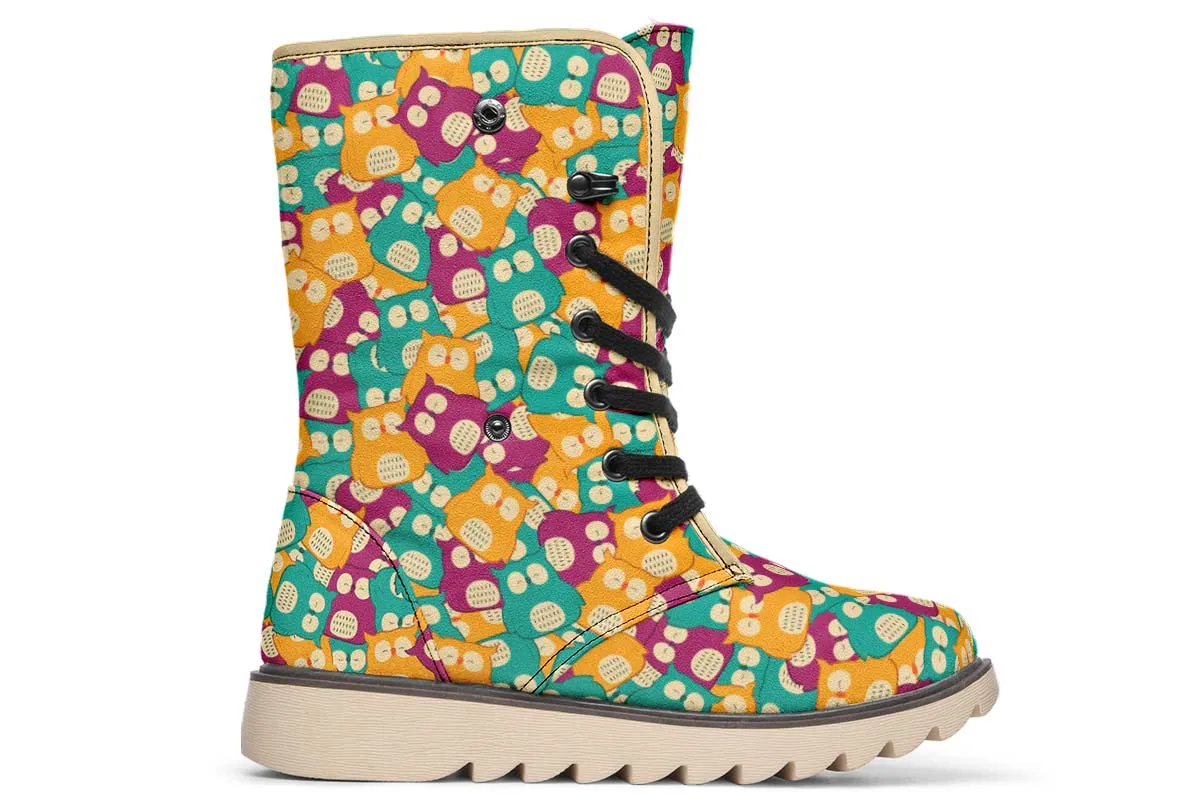 Cute Owl Pattern Polar Vibe Boots