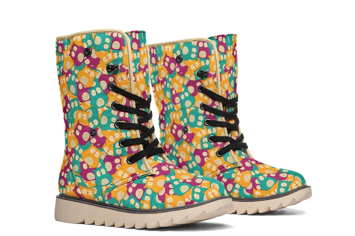 Cute Owl Pattern Polar Vibe Boots
