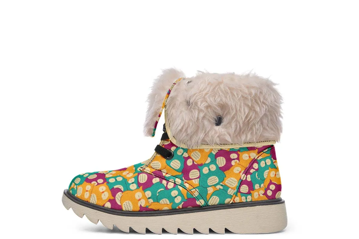 Cute Owl Pattern Polar Vibe Boots