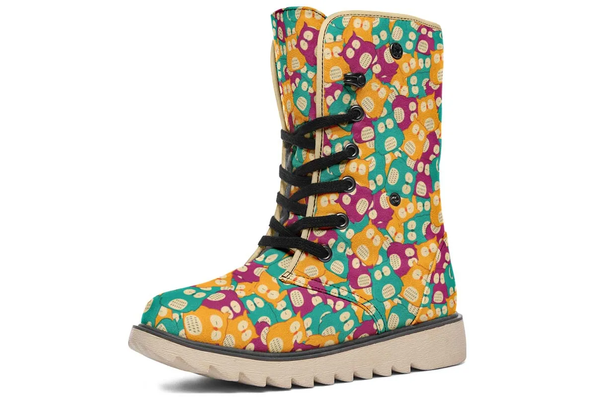 Cute Owl Pattern Polar Vibe Boots