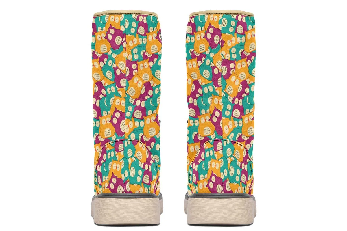 Cute Owl Pattern Polar Vibe Boots