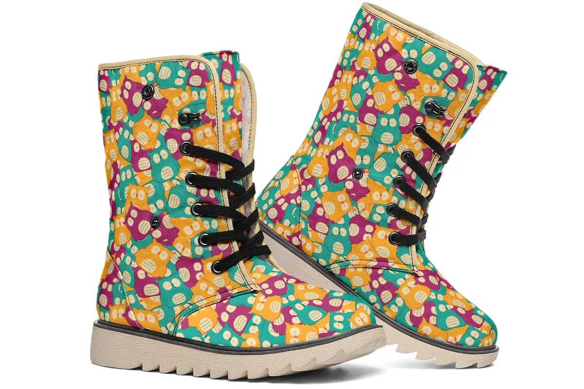 Cute Owl Pattern Polar Vibe Boots
