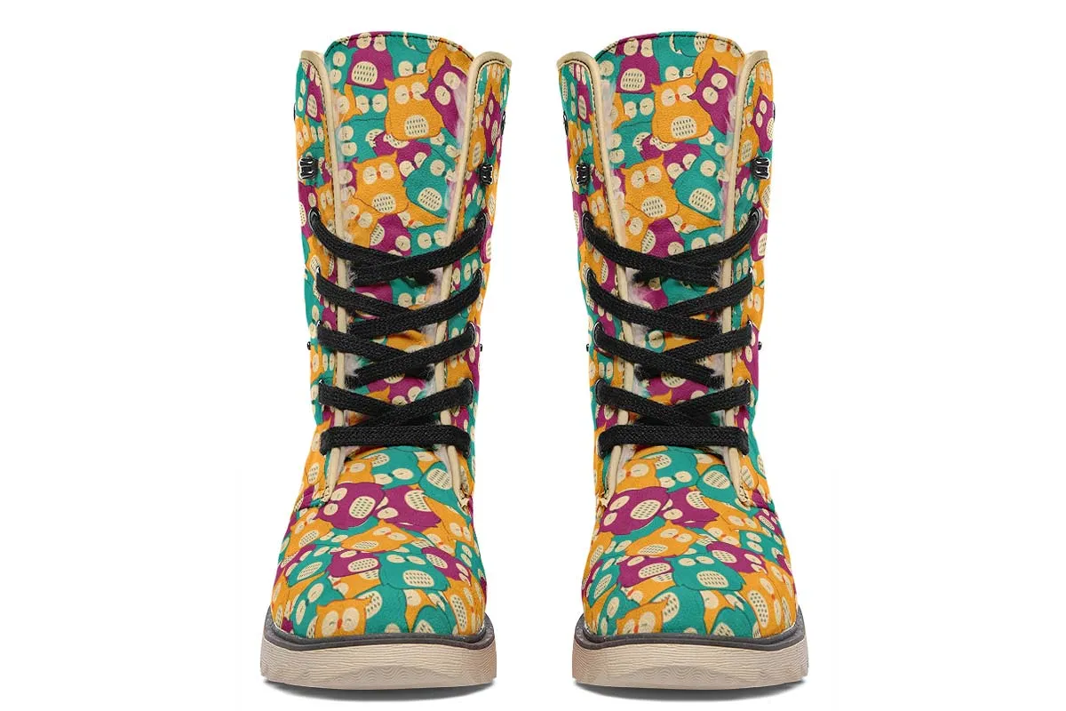 Cute Owl Pattern Polar Vibe Boots