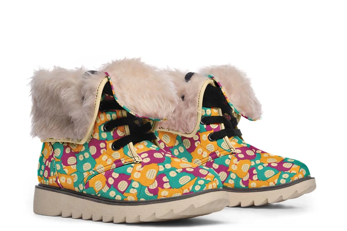 Cute Owl Pattern Polar Vibe Boots