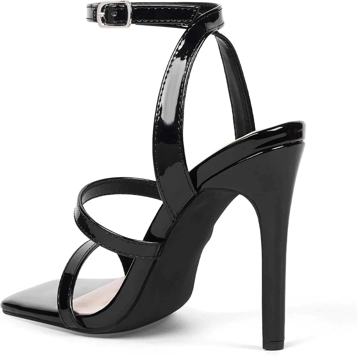 Elisabet Tang Elegant Black High Heeled Sandals for Women  Adjustable Straps, Square Toe, Stiletto Pumps for Party, Evening, and Formal Occasions