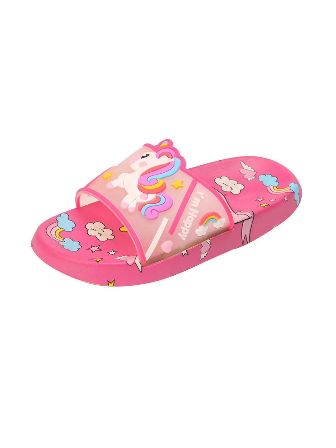 Enchanted Unicorn Transparent Strap Slides - Magical Dark Pink