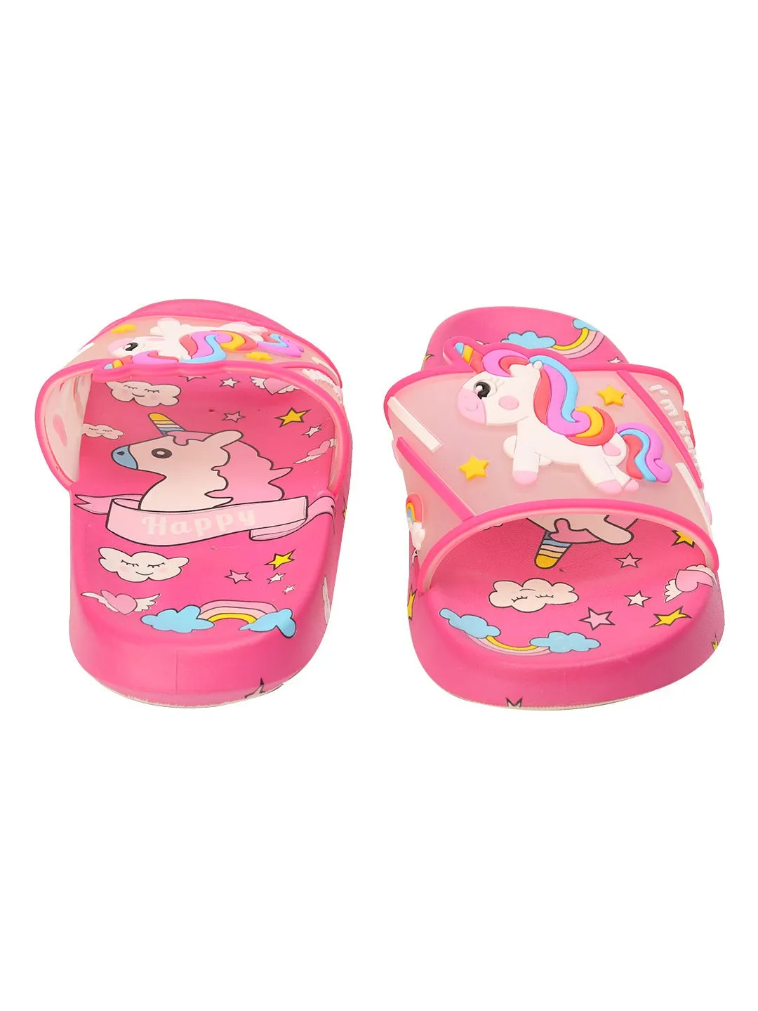 Enchanted Unicorn Transparent Strap Slides - Magical Dark Pink