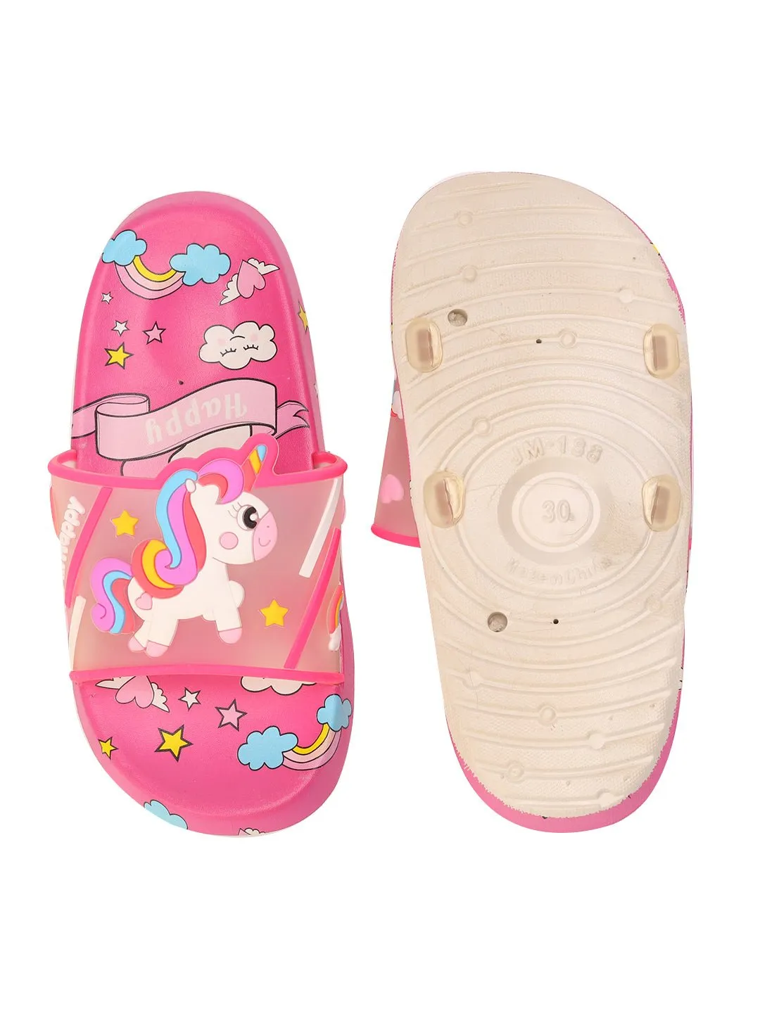 Enchanted Unicorn Transparent Strap Slides - Magical Dark Pink